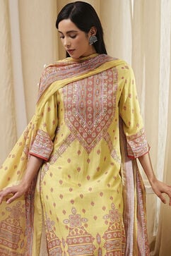 Green Modal Printed Straight Suit Set image number 0
