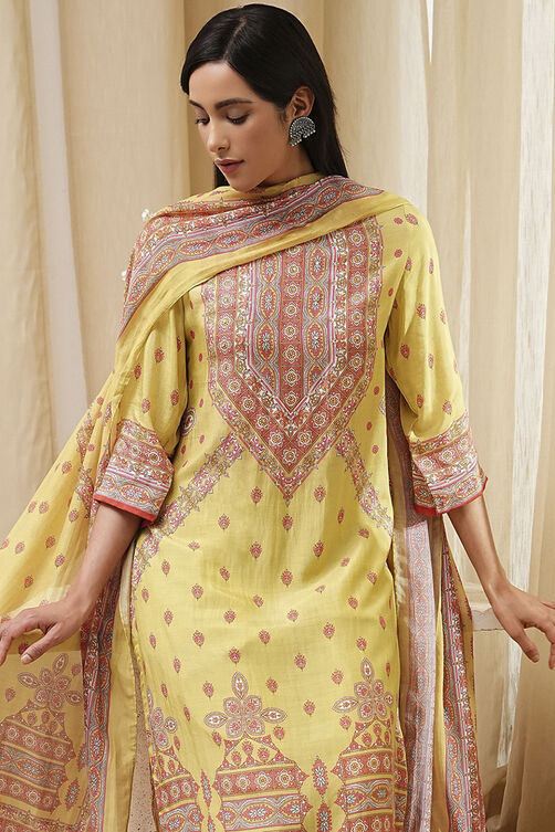 Green Modal Printed Straight Suit Set image number 0
