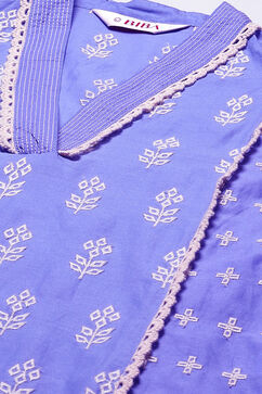 Lilac Cotton Straight Embroidred Kurta image number 1