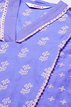 Lilac Cotton Straight Embroidered Kurta image number 1
