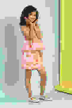 White and Pink Cotton Top with Wrap Shorts Set image number 5