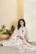 White Viscose Rayon Floral Straight Kurta Set