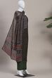Olive Green Chanderi Rajasthani Print Unstitched Suit Set image number 4