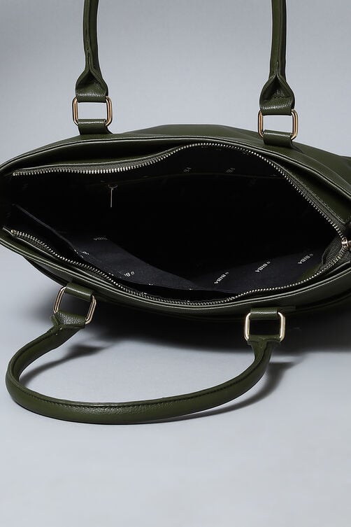 Olive Pu Leather Tote Bag image number 4