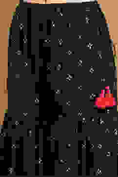 Black Embroidered Festive Straight Suit Set image number 2