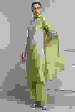 Light Green Art Silk Embroidered Straight Suit Set image number 3