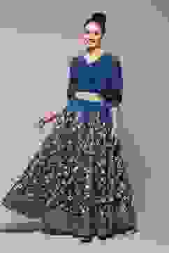 Blue Polyester Straight Kurta Skirt Suit Set image number 6