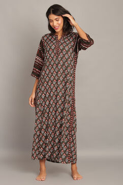 Brown Cotton Straight Printed Sleepwear image number 1