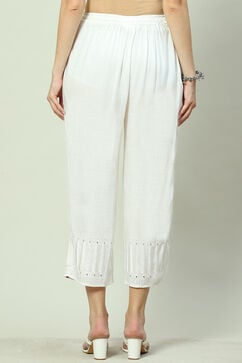 Off White Rayon Solid Palazzo image number 4
