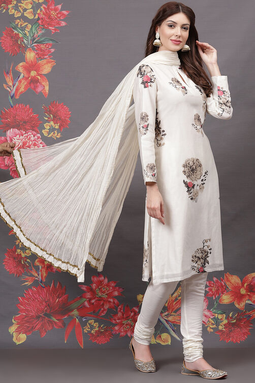 Rohit Bal Black Cotton Silk Straight Printed Suit Set image number 6