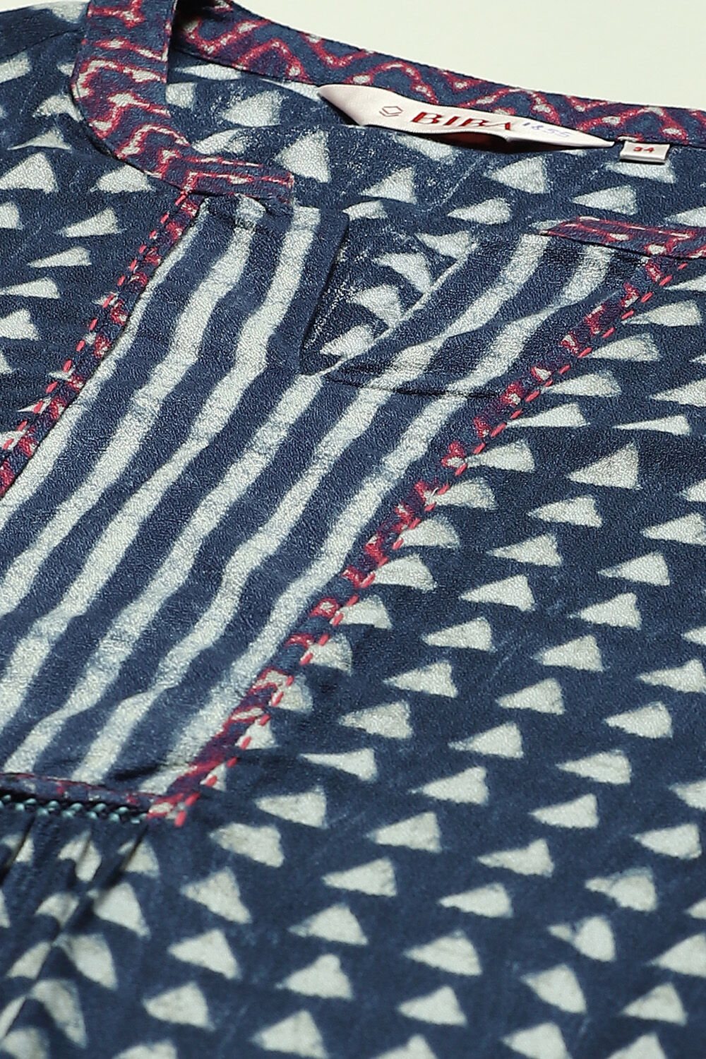 Indigo LIVA Straight Printed Kurta image number 1