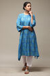 Blue Rayon Straight Printed Kurta image number 5