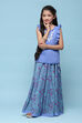 Purple Cotton Straight Printed Kurta Skirt Suit Set image number 6