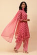 Pink Art Silk Asymmetric Kurta Salwar Suit Set