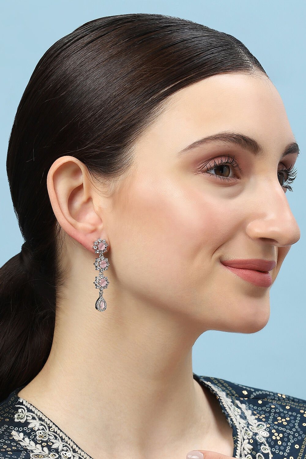 Light Pink Brass Danglers image number 3