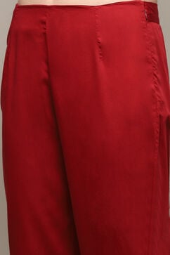 Maroon & Black Poly Viscose Straight Embroidery Kurta Slim Pants Suit Set image number 2