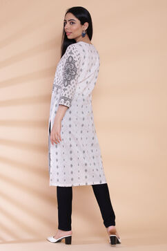 Natural Cotton Straight Printed Kurta image number 5