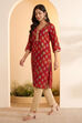 Navy Poly Viscose Straight Kurta image number 0