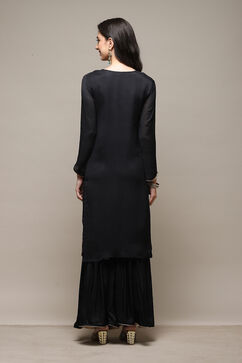 Black Chinon Printed Unstitched Suit Set image number 5