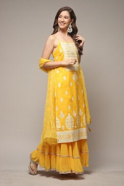 Yellow Art Silk Straight Kurta Garara Suit Set image number 4
