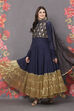 Rohit Bal Navy Blue Cotton Anarkali Solid Suit Set image number 5