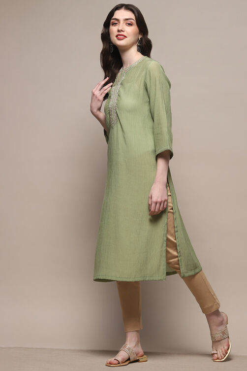 Pista Green Rayon Straight Kurta image number 2