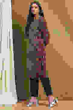 Brown Hand-Block Printed Straight Kurta image number 2