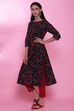 Black Cotton Straight Printed Kurta image number 0