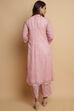 Dusky Pink Cotton Straight Kurta Palazzo Suit Set image number 8