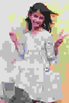 Lilac Cotton Angrakha Tiered Kurta Set image number 1