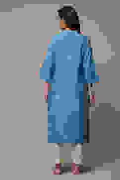 Blue Viscose Straight Printed 2 Piece Set image number 2