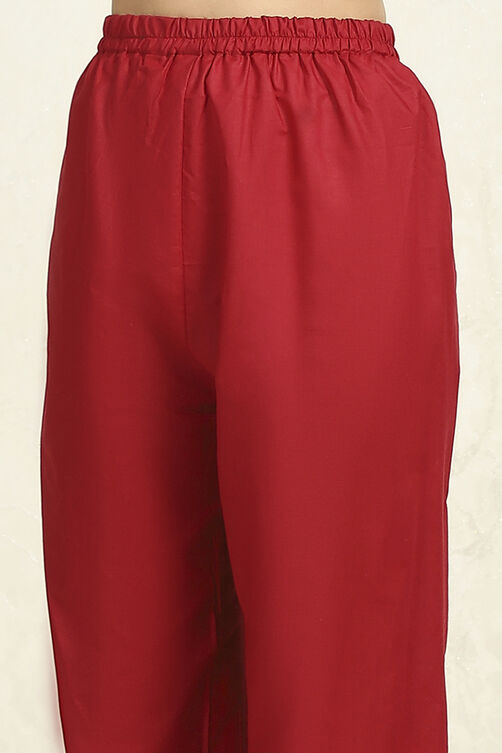 Maroon Cotton Digital Print Unstitched Suit Set image number 3