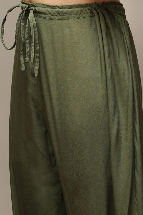 Green Modal A-Line Kurta Palazzo Suit Set image number 2