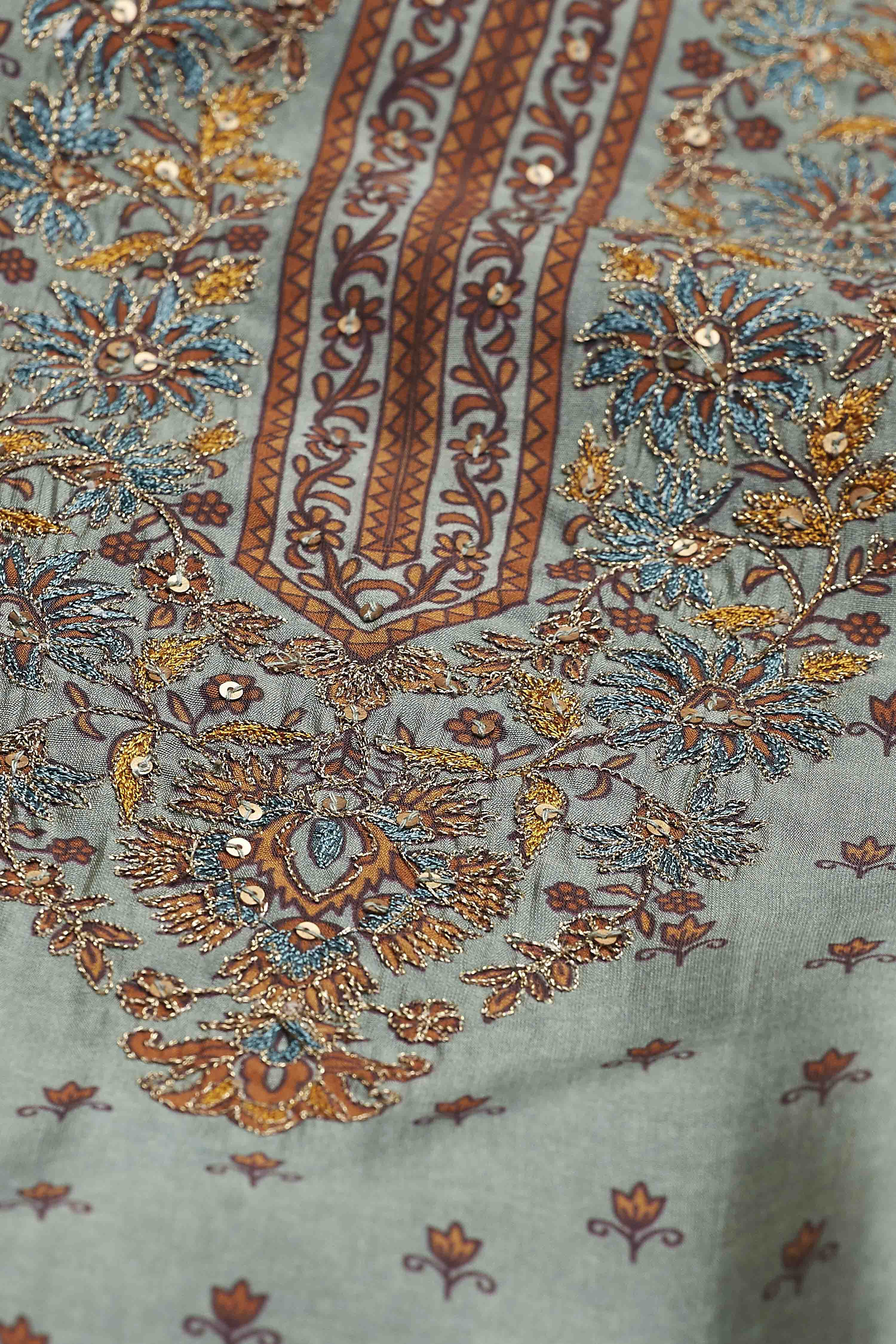 Teal Green Viscose Blend Printed Straight Kurta Set image number 6