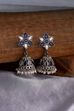 Blue Oxidized Brass Studded Jhumkas image number 0
