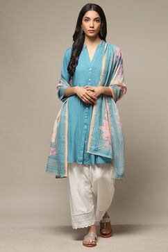 Turquoise Rayon Straight Kurta Salwar Suit Set image number 7
