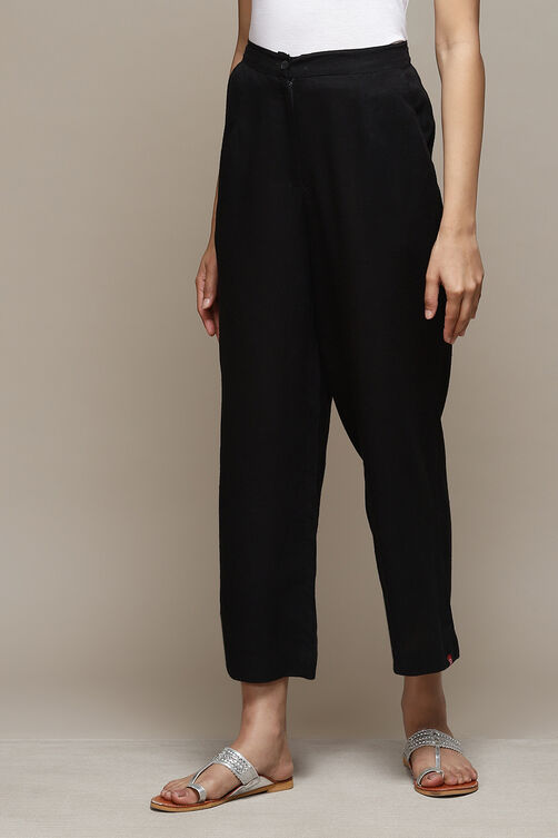 Black Cotton Relaxed Pant