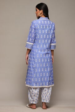 Lilac Cotton Straight Embroidered Kurta image number 4