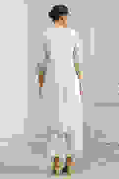 Off-White Embroidered Straight Suit Set image number 4