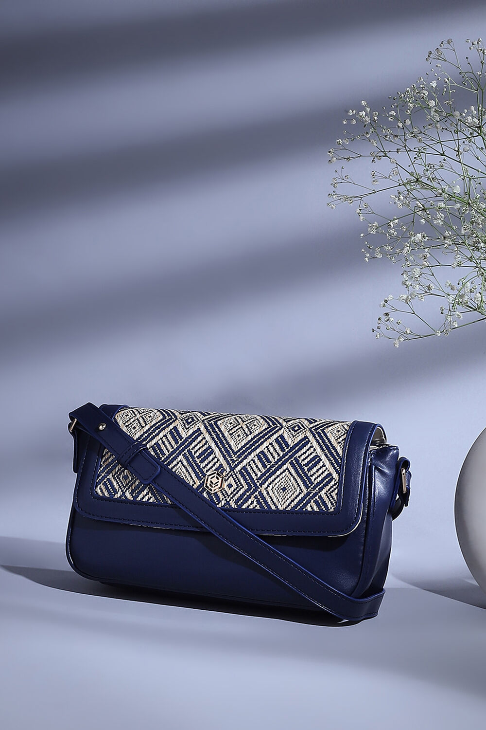 Navy PU Handbag Biba India