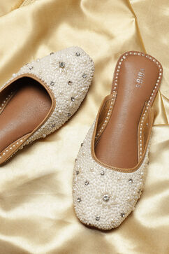 White Pearl Embellished Mules image number 1