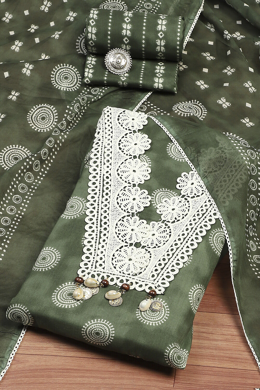 Indigo Cotton Unstitched Suit Set image number 0