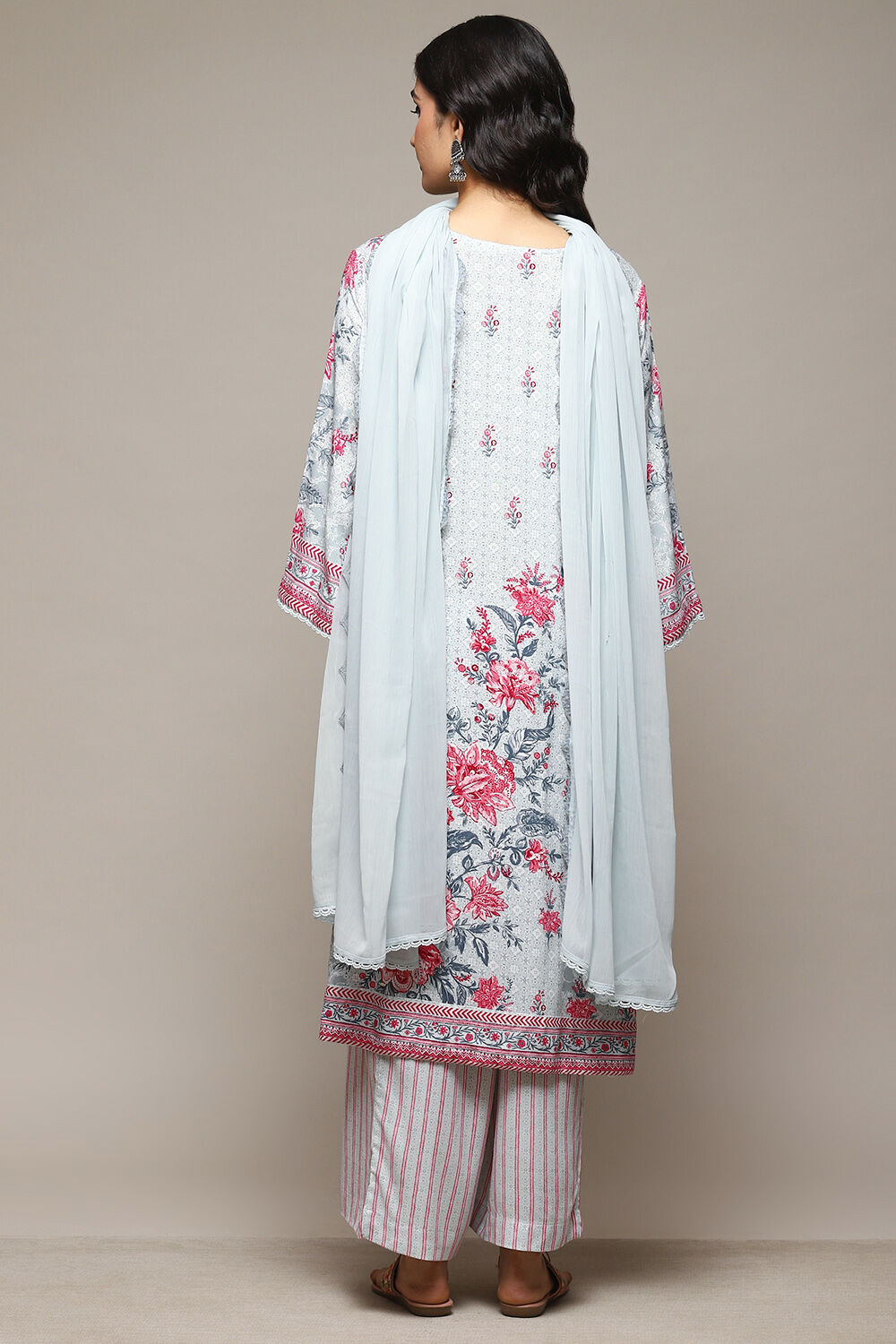 Steel Blue Rayon Straight Kurta Palazzo Suit Set image number 4