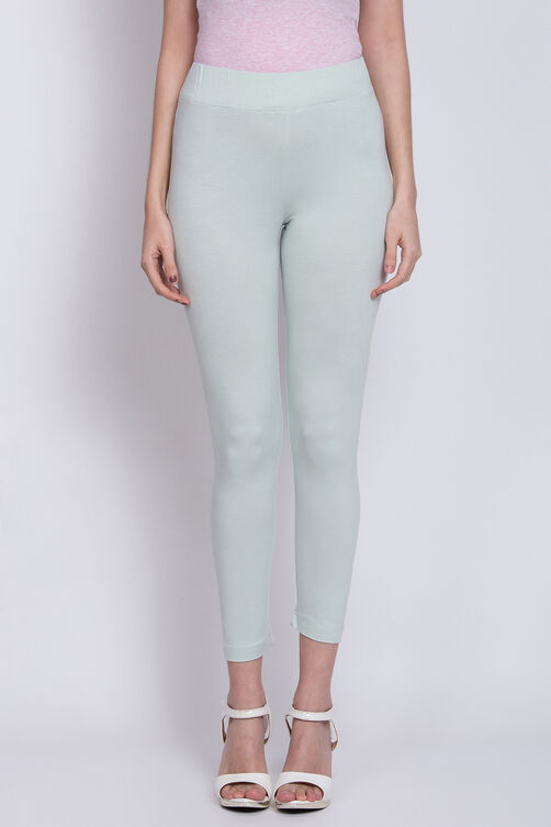 Mint Green Viscose & Lycra Leggings image number 0