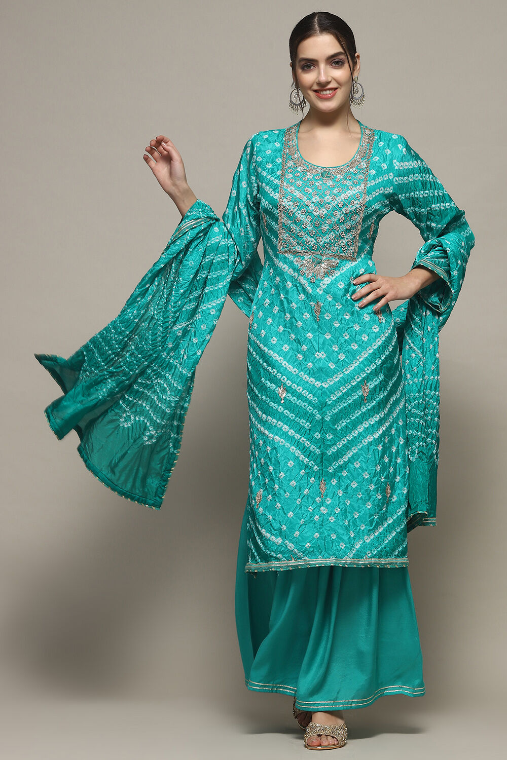 Orange Silk Blend Unstitched Suit set image number 8