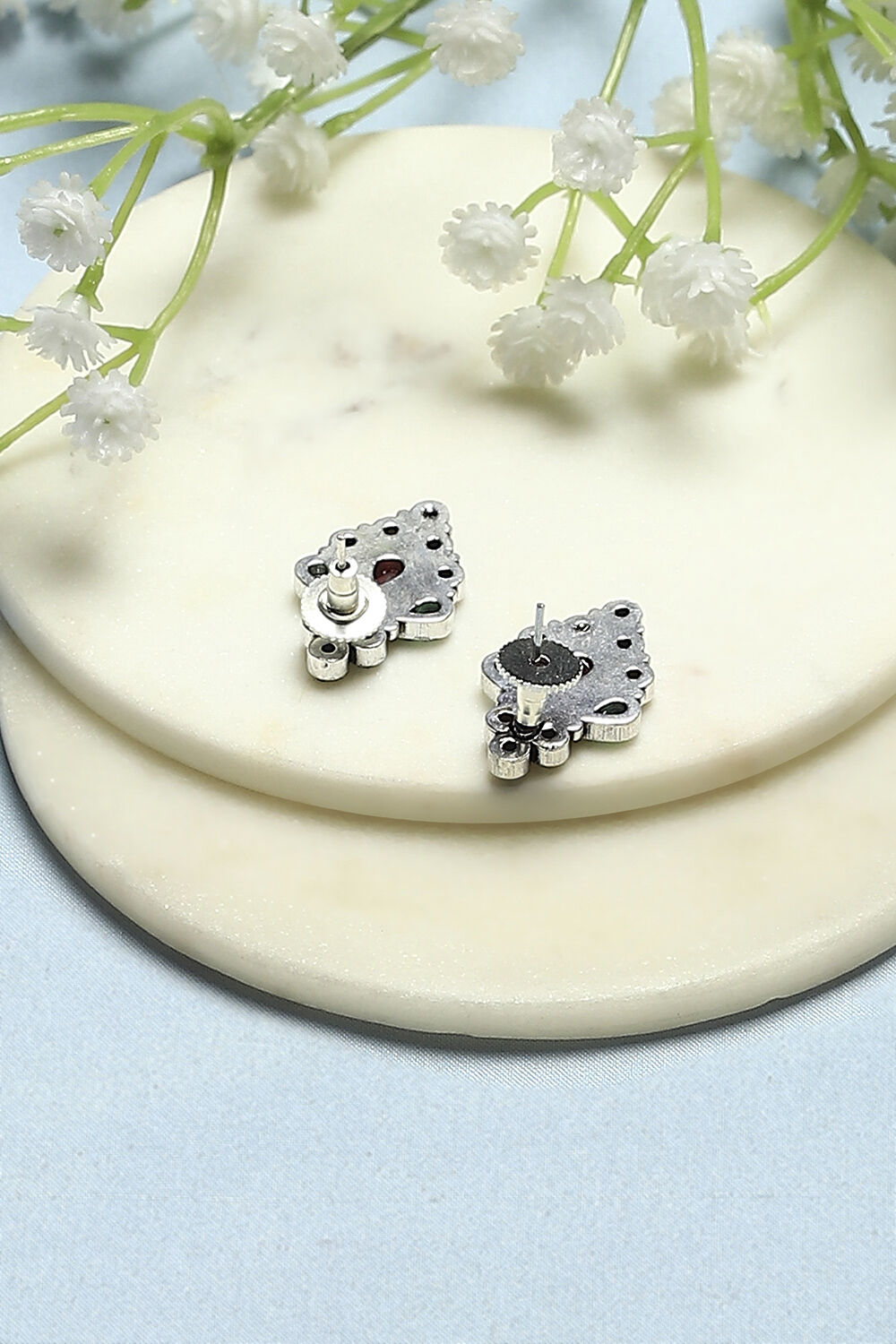 Multi-Coloured Oxidised Stone Studded Studs image number 2