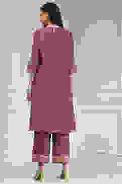 Old Rose Solid Straight Suit Set image number 4