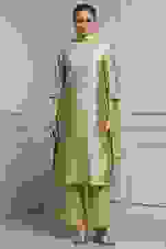 Light Green Art Silk Embroidered Straight Suit Set image number 6