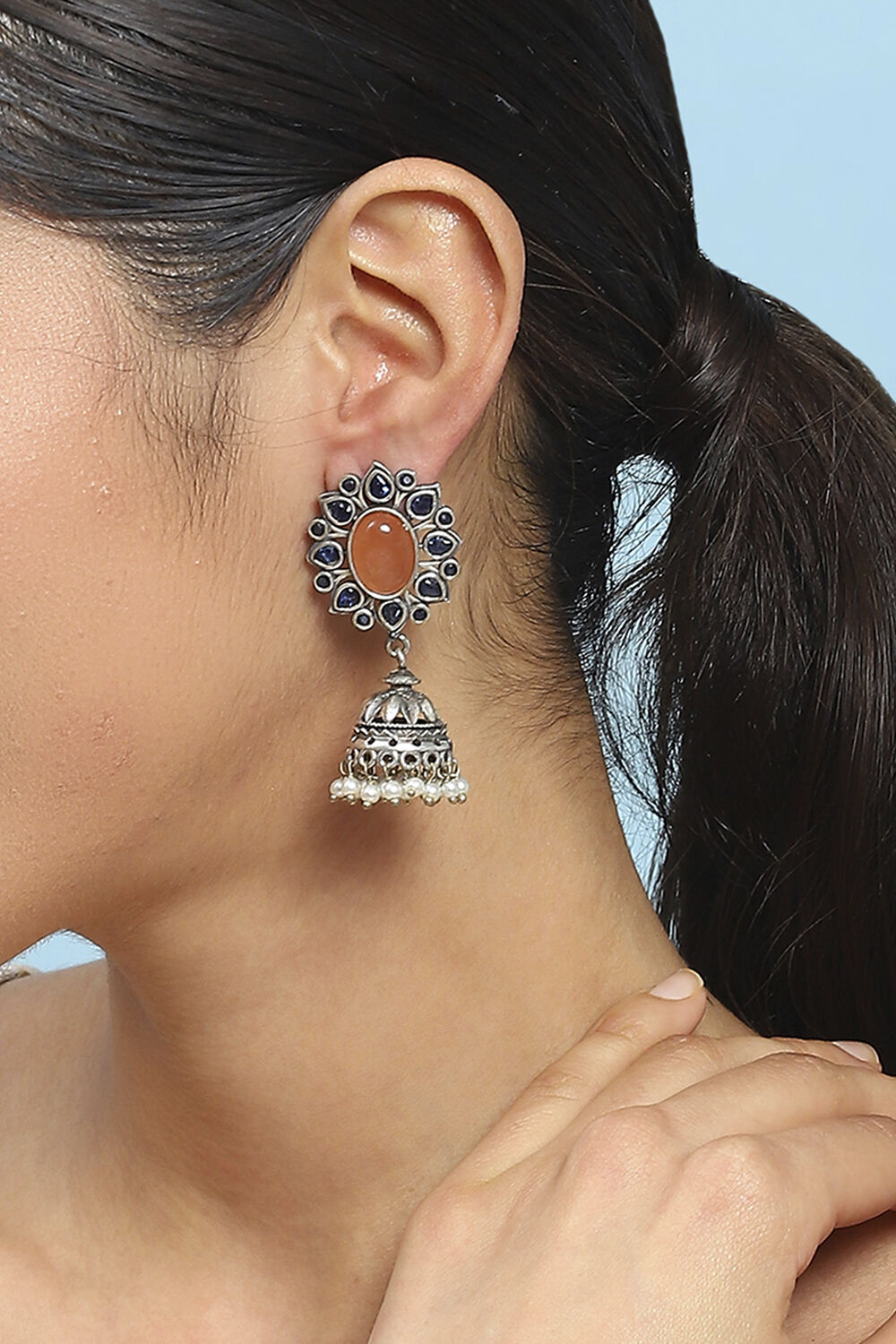 Peach Brass Jhumka image number 1