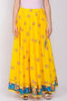 Yellow Cotton Floral Print Skirt image number 1